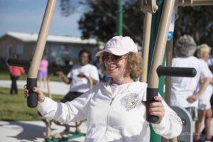 The park has a variety of exercise equipment and stations for everyone.  