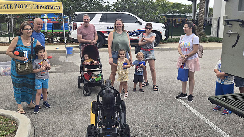 Families view the robot dog